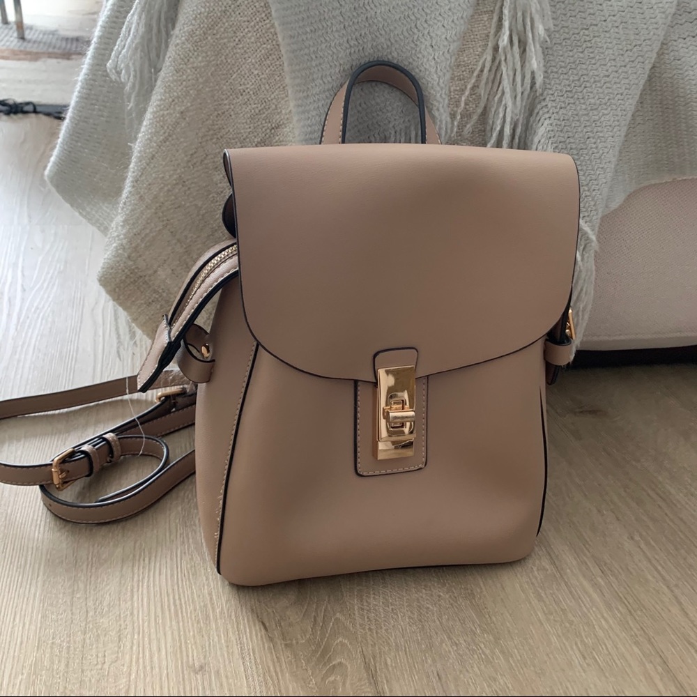 Beige Backpack Purse